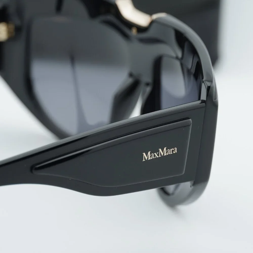 Exclusive Sale! Max Mara ORSOLA MM0083 01A Shield Sunglasses - Black / Smoke